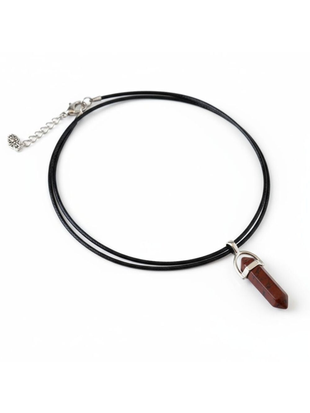 NWT Boho Mahogany Obsidian Bullet Crystal on Leather Cord Necklace!!